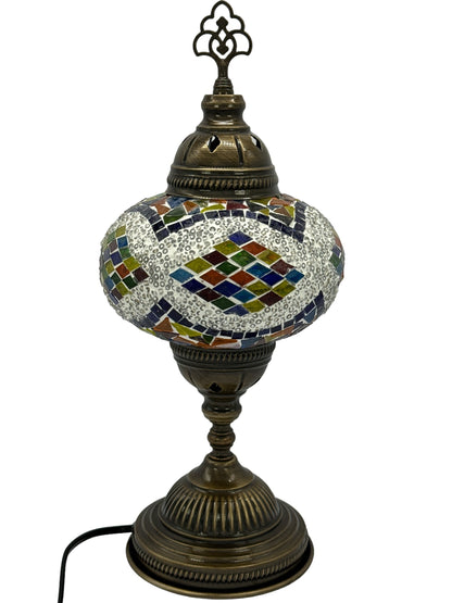 Turkish Mosaic Standard Bedside Table Desk Lamp Unique Glass Lamp Bronze Base with Led Bulb