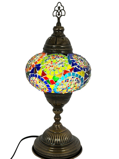 Turkish Mosaic Standard Bedside Table Desk Lamp Unique Glass Lamp Bronze Base with Led Bulb
