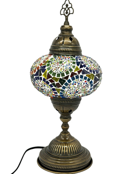 Turkish Mosaic Standard Bedside Table Desk Lamp Unique Glass Lamp Bronze Base with Led Bulb