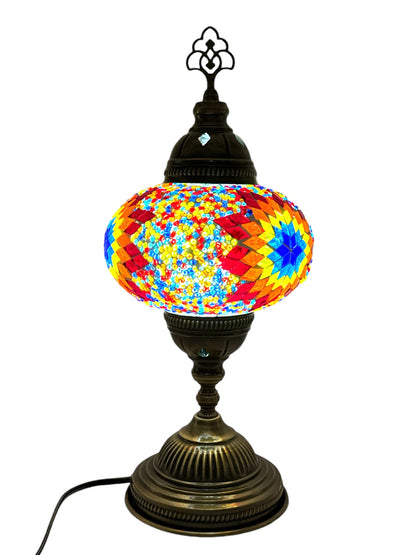 Turkish Mosaic Standard Bedside Table Desk Lamp Unique Glass Lamp Bronze Base with Led Bulb