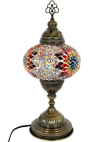 Turkish Mosaic Standard Bedside Table Desk Lamp Unique Glass Lamp Bronze Base with Led Bulb