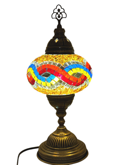 Turkish Mosaic Standard Bedside Table Desk Lamp Unique Glass Lamp Bronze Base with Led Bulb