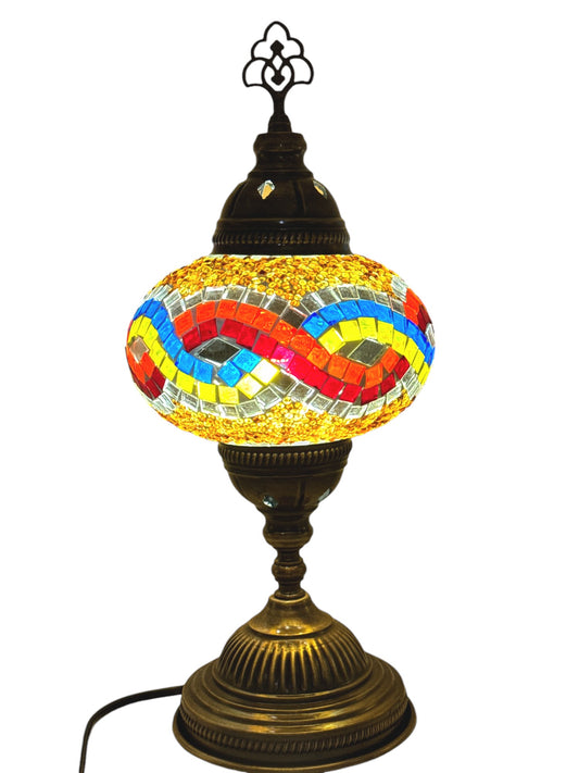 Turkish Mosaic Standard Bedside Table Desk Lamp Unique Glass Lamp Bronze Base with Led Bulb
