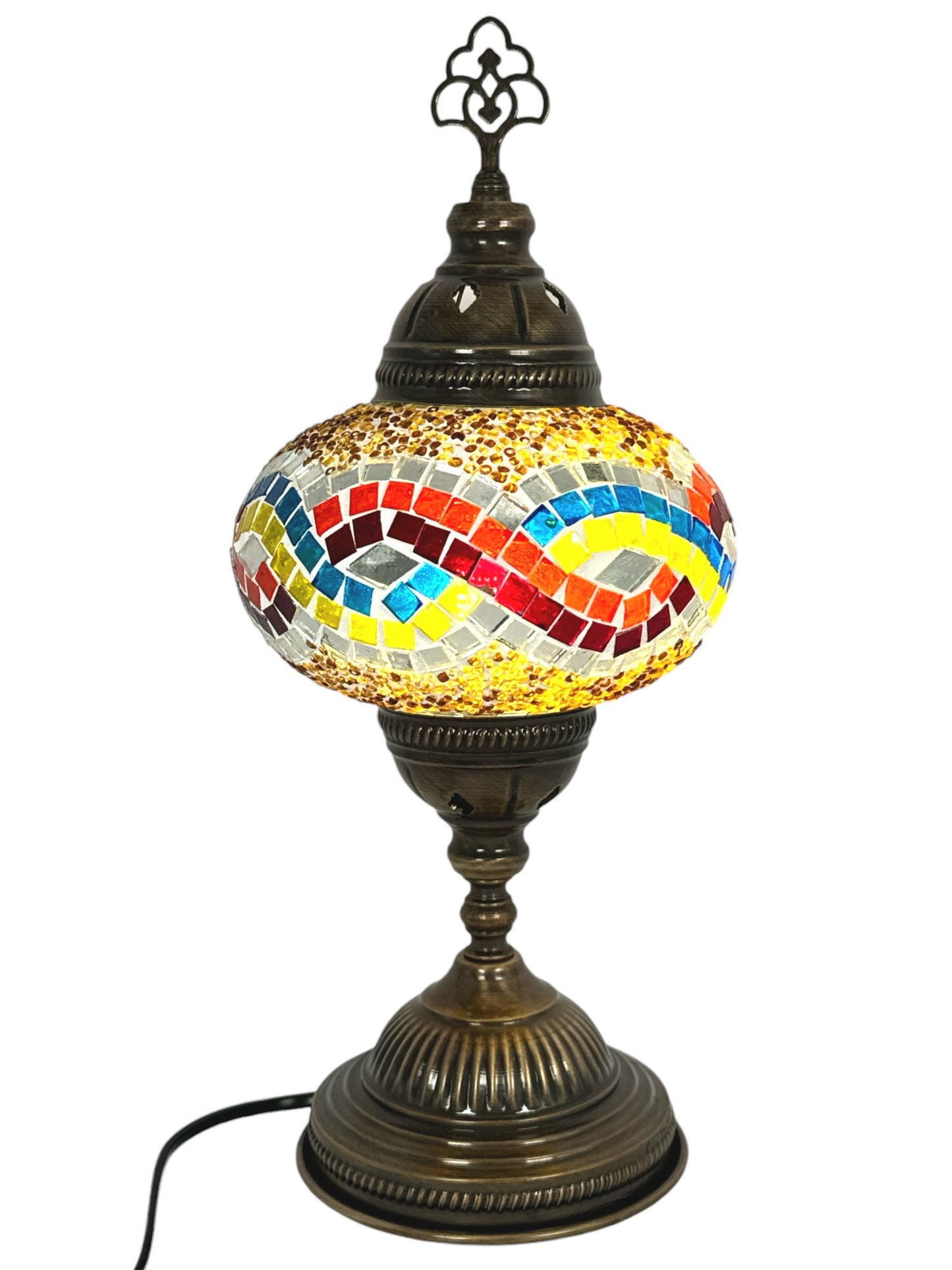 Turkish Mosaic Standard Bedside Table Desk Lamp Unique Glass Lamp Bronze Base with Led Bulb