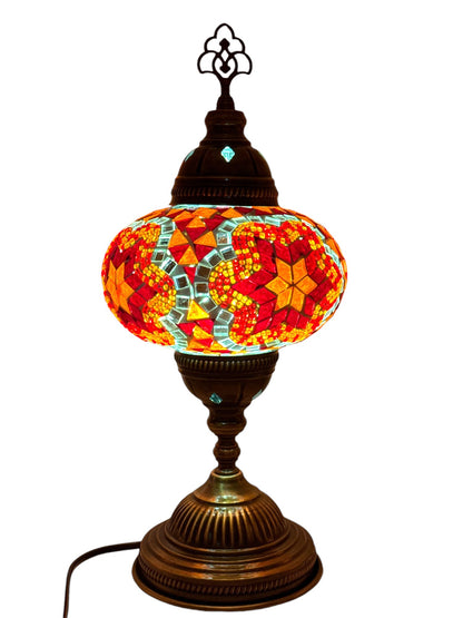 Turkish Mosaic Standard Bedside Table Desk Lamp Unique Glass Lamp Bronze Base with Led Bulb