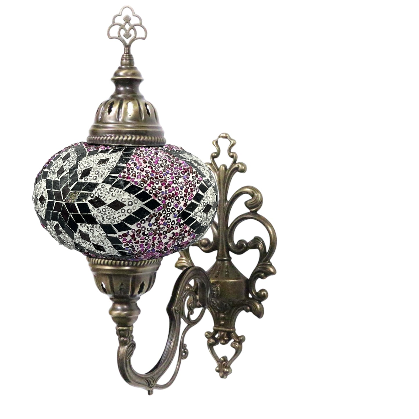 Turkish Moroccan Purple Stunning Wall Sconce Lamp Light Large Globe with Led Bulb