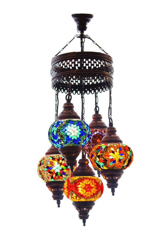 Turkish Mosaic Chandelier Light Ceiling Hanging Lamp 5 Pendant Light Light Fixture