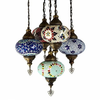 Turkish Mosaic Chandelier Light Ceiling Hanging Lamp 5 Pendant Light Light Fixture