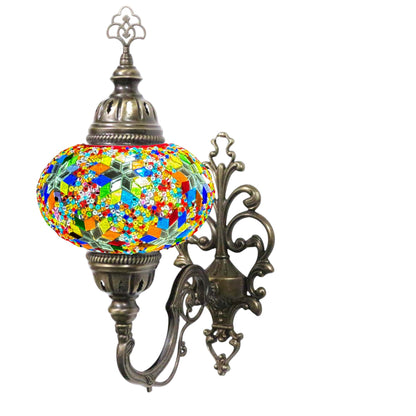 Turkish Wall Sconce Lamp Colourful Stunning Light Large Globe with Led Bulb
