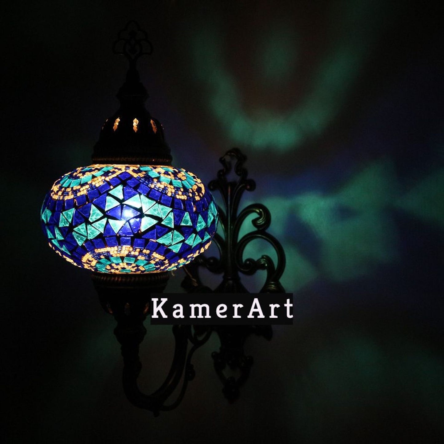 Turkish Wall Sconce Lamp Colourful Stunning Light Large Globe with Led Bulb