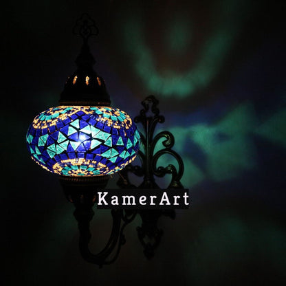 Turkish Wall Sconce Lamp Colourful Stunning Light Large Globe with Led Bulb