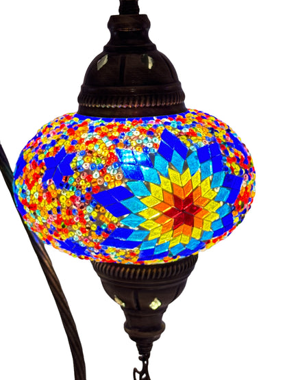 Turkish Bedside Table Desk Lamp Unique Mosaic Glass Multicolour Yellow Lamp Bronze Base with Led Bulb
