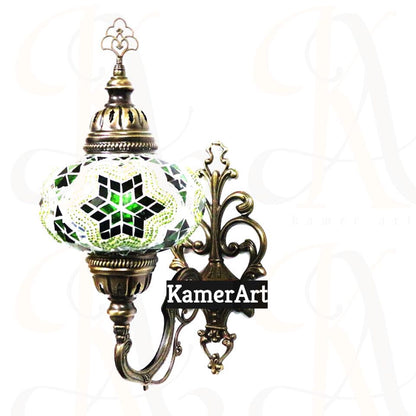 Turkish Moroccan Green Stunning Wall Sconce Lamp Light Large Globe with Led Bulb