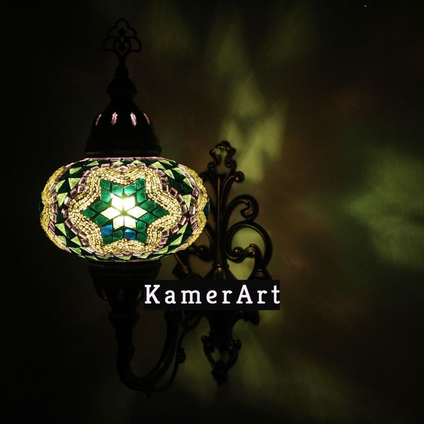 Turkish Wall Sconce Lamp Colourful Stunning Light Large Globe with Led Bulb