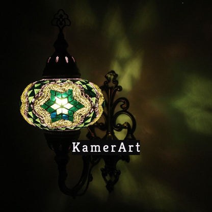 Turkish Wall Sconce Lamp Colourful Stunning Light Large Globe with Led Bulb